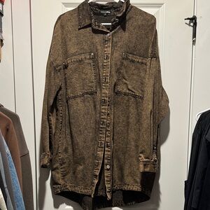 Fashion Nova Distressed Brown Shirt dress